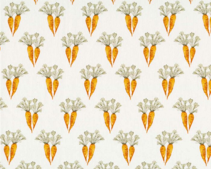 Baumwolljersey AUTUMN BUNNY, Möhren, wollweiß