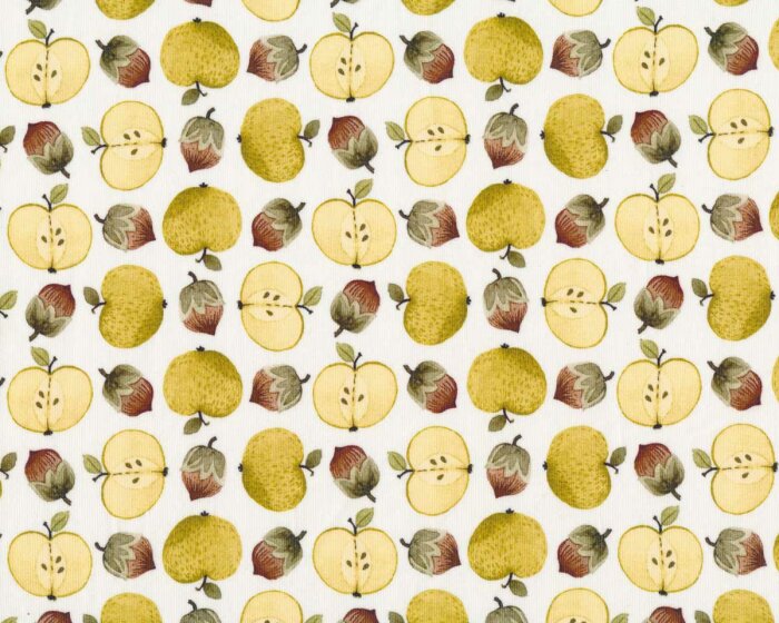 Baumwolljersey AUTUMN BUNNY, Äpfel, wollweiß