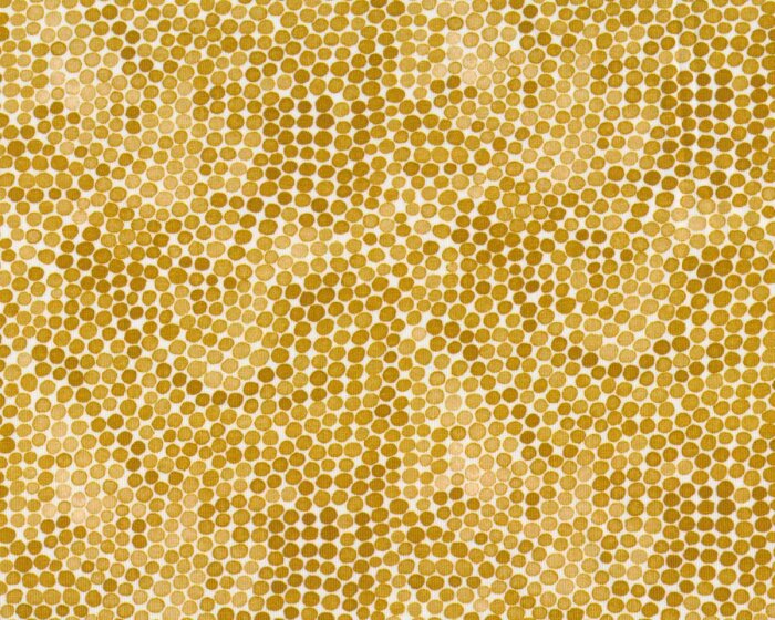 Baumwolljersey LETS RAIN AGAIN, Punkte, senfgelb