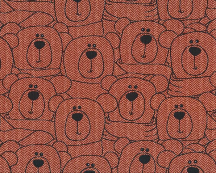 Sweatstoff SWEET BEARS, Fischgrat-Teddys, rotbraun