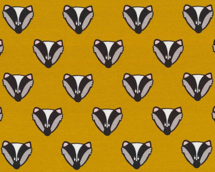 Baumwolljersey MISTER DACHS, senfgelb, Cherry Picking