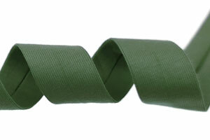 Jersey-Schrägband aus Baumwolle, einfarbig, 20 mm moosgrün