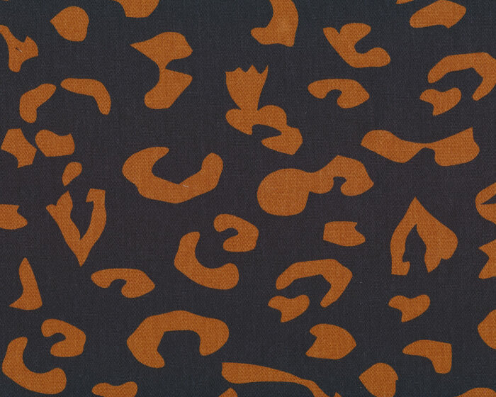 Baumwollstoff mit Stretch DENIM Leopardenprint, schwarz-braun, Fibre Mood