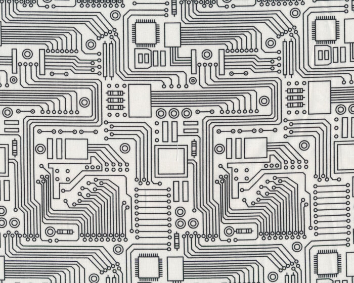 Patchworkstoff STEM SQUAD, Leiterplatten, weiß, Michael Miller