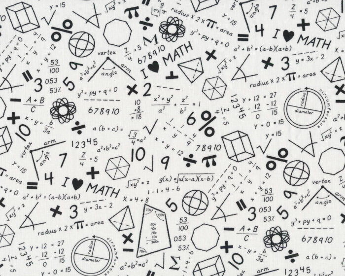 Patchworkstoff STEM SQUAD, Mathe-Formeln, weiß, Michael Miller