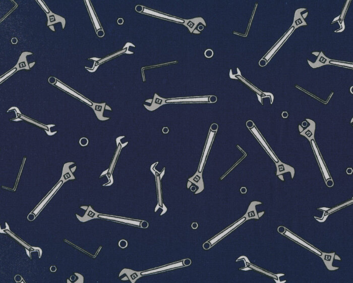 Patchworkstoff MUSINGS, Werkzeug, dunkelblau, Robert Kaufman