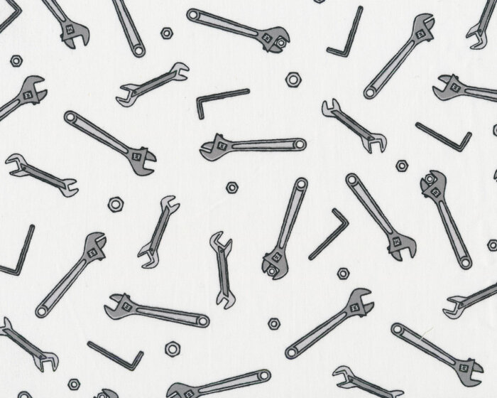 Patchworkstoff MUSINGS, Werkzeug, weiß, Robert Kaufman