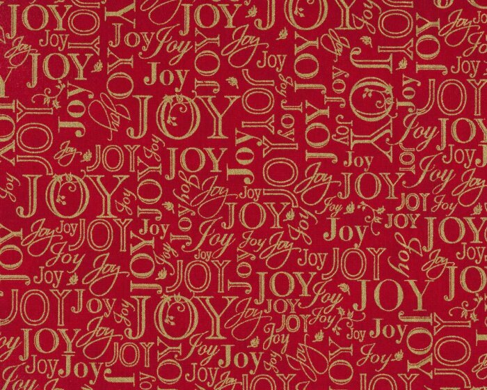 Metallic-Patchworkstoff WINTERS GRANDEUR, Schrift, rot-gold, Robert Kaufman