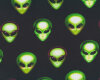 Patchworkstoff AREA 51, große Aliens, schwarz-neongrün, Robert Kaufman