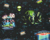 Patchworkstoff AREA 51, UFOs mit Aliens, schwarz, Robert Kaufman