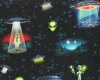 Patchworkstoff AREA 51, UFOs mit Aliens, schwarz, Robert Kaufman