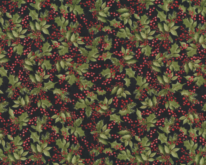 Patchworkstoff WINTER FOREST, Ilex-Beeren, schwarz, Wilmington Prints
