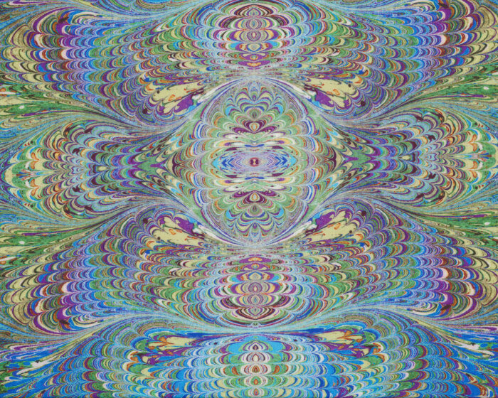 Patchworkstoff MARBLE ESSENCE, Kaleidoskop-Kugeln, hellblau, In the Beginning