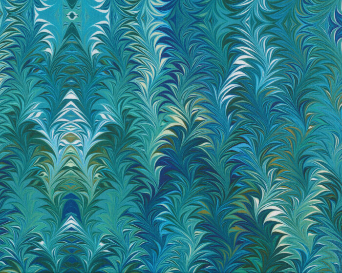 Patchworkstoff MARBLE ESSENCE, Zackenwellen, petrol, In the Beginning