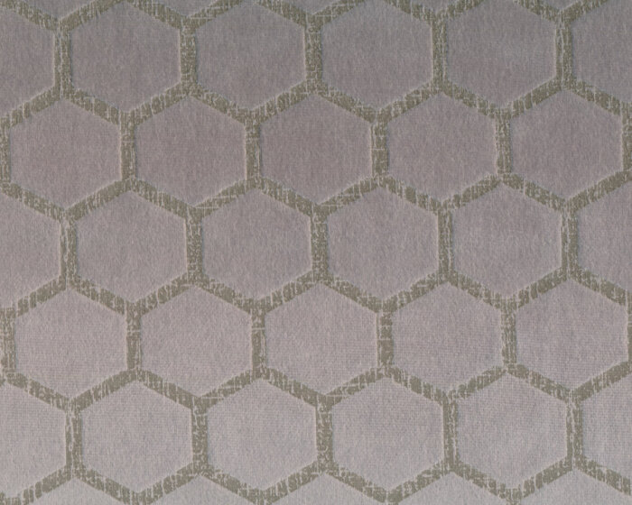 Samt-Polsterstoff LUSTRO HEXA, Sechsecke, silbergrau, Sanderson