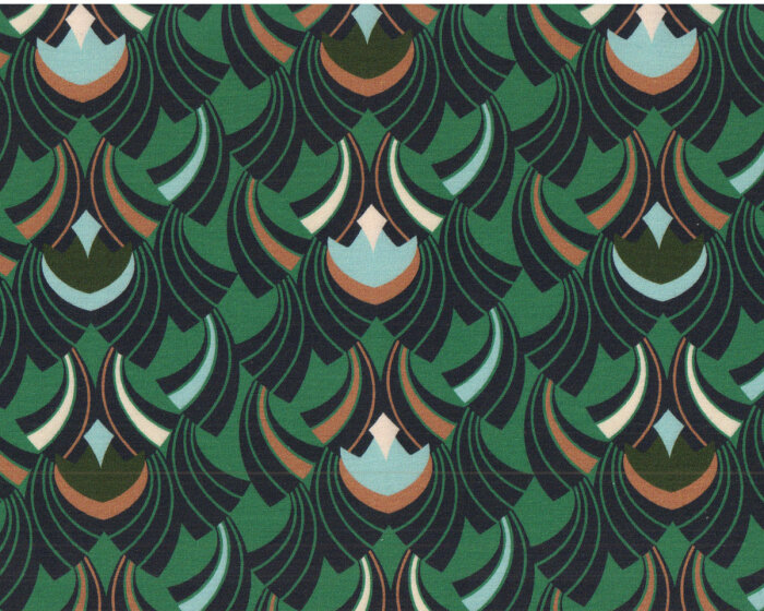 Viskosejersey SMARAGD, Ornamentmuster, grün, Toptex