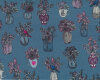 B-Ware Sweatstoff French Terry ALL MY FLOWERS, Blumenvasen, jeansblau, Lila Lotta