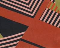 Viskosesatinstoff BAYA, Streifen-Geometrie, terracotta, burda style