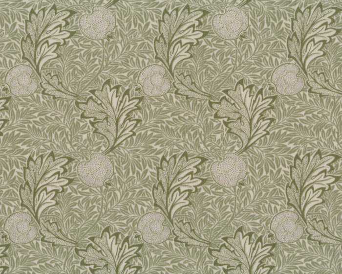 Patchworkstoff GRANADA, Granatapfel-Blätter, moosgrün, Morris & Co.