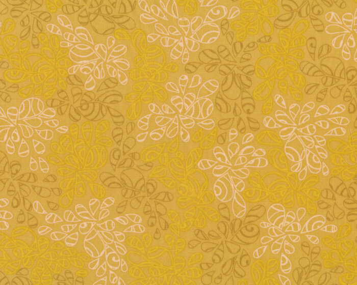 Popeline-Patchworkstoff NATURE ELEMENTS, Tropfen-Blätter, goldbraun, Art Gallery