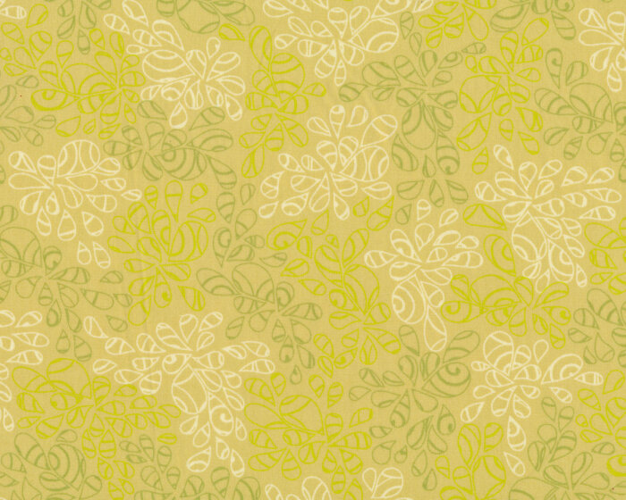 Popeline-Patchworkstoff NATURE ELEMENTS, Tropfen-Blätter, gelbgrün, Art Gallery