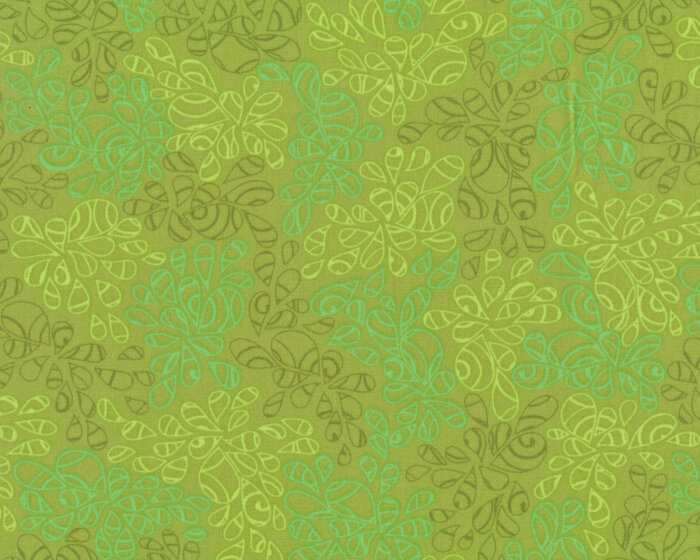 Popeline-Patchworkstoff NATURE ELEMENTS, Tropfen-Blätter, grasgrün, Art Gallery