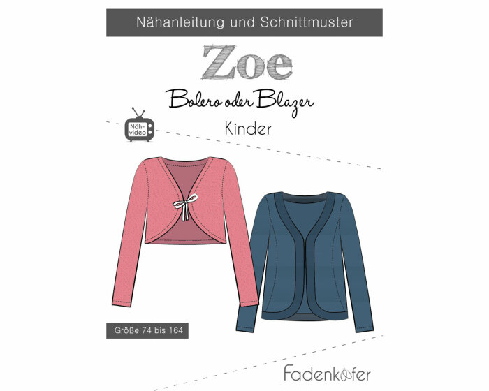 Kinder-Schnittmuster Bolero ZOE, fadenkäfer