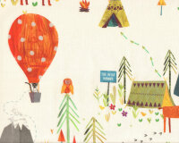 Dekostoff BIG ADVENTURE, Camping in Wald, wollweiß, Clarke & Clarke