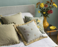 Dekostoff mit Stickerei POMARIUM, Falter, natur-gold metallic, Clarke & Clarke