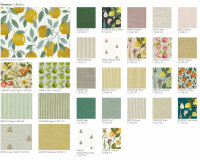 Dekostoff mit Stickerei POMARIUM, Falter, natur-gold metallic, Clarke & Clarke