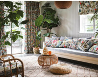 Dekostoff mit Stickerei POMARIUM, Falter, natur-gold metallic, Clarke & Clarke