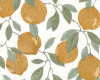Dekostoff mit Stickerei POMARIUM, Zitrusfrüchte, olivgelb, Clarke & Clarke