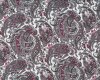 Futterstoff, bedruckter Taft aus Viskose, florale Paisleys, weiß-schwarz
