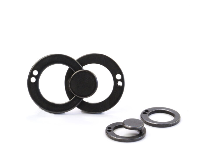 Metallschließe RUNDLING, schwarz matt, Union Knopf 50 mm