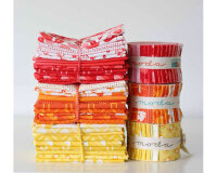 30 cm Reststück Patchworkstoff SIMPLY COLORFUL, Blattzweige, gebrochenes weiß-pastellgelb