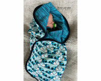 Baumwolljersey KÄFER, Käfer in Reihe, türkisblau, Hilco