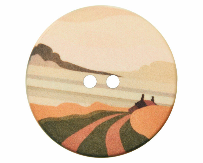 Großer Kunststoffknopf mit Landschaft, Union Knopf