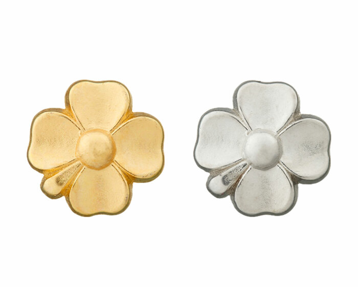 Metallknopf in Kleeblattform, silber und gold, Union Knopf