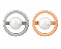 Metallknopf Ring mit Perle, silber und gold, Union Knopf