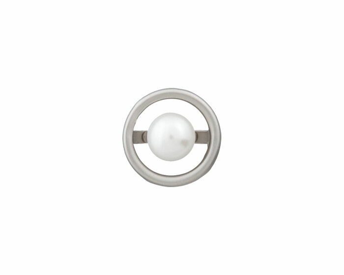 Metallknopf Ring mit Perle, silber und gold, Union Knopf silber