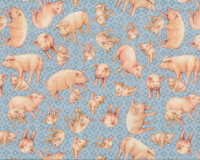 Patchworkstoff GREENER PASTURES, glückiche Schweine,...