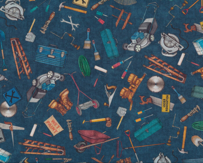 Patchworkstoff A LITTLE HANDY NOVEL, Werkzeuge, QT fabrics