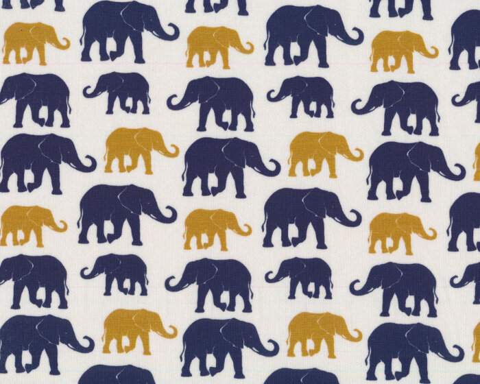 Baumwolljersey ELEFANTHEO, Elefanten, marineblau