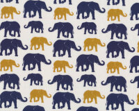 Baumwolljersey ELEFANTHEO, Elefanten, marineblau