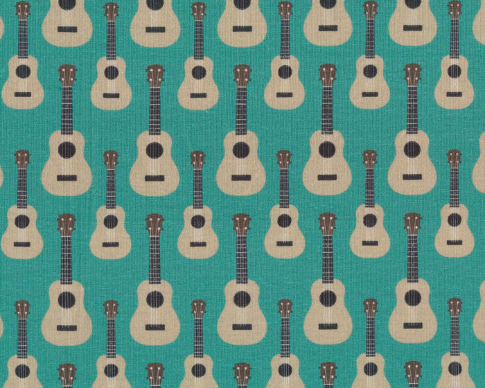 Sweatstoff French Terry RETRO, Gitarren, türkis