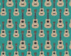 Sweatstoff French Terry RETRO, Gitarren, türkis