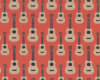 Sweatstoff French Terry RETRO, Gitarren, stumpfes hellrot