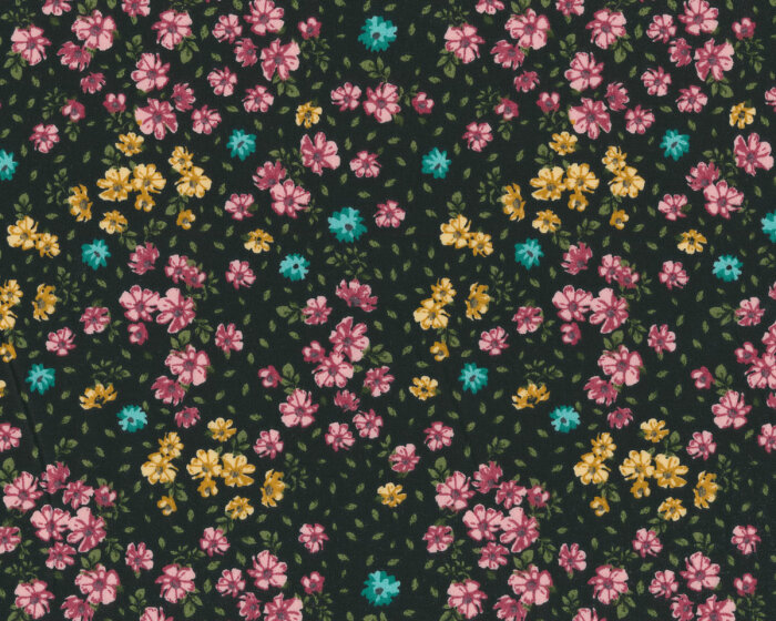 Baumwollstoff Popeline BLOEM, Blumen, schwarz Fibre Mood