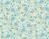 Baumwollstoff Popeline FLOWER PRINTS, Paisley-Blüten, türkis