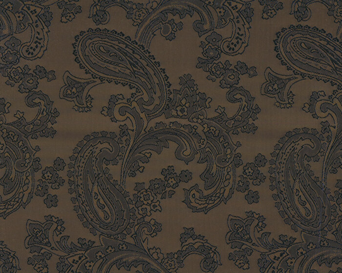 Jacquard-Futterstoff zweifarbig mit Paisleys, goldbraun-blau